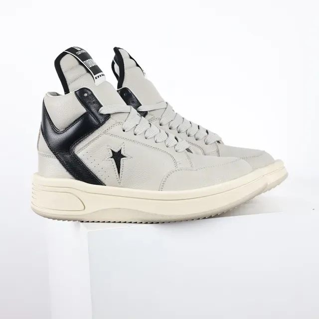 Converse Beige Negro Zapatillas Lifestyle de Cuero Superior de Alto Tobillo 3