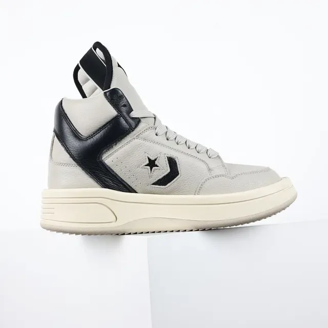 Converse Beige Negro Zapatillas Lifestyle de Cuero Superior de Alto Tobillo 7
