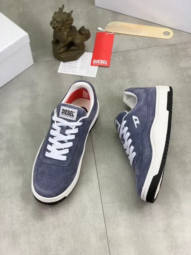 Diesel Lifestyle Sneaker Gray Suede White Lace Low-Top Sneakers 5