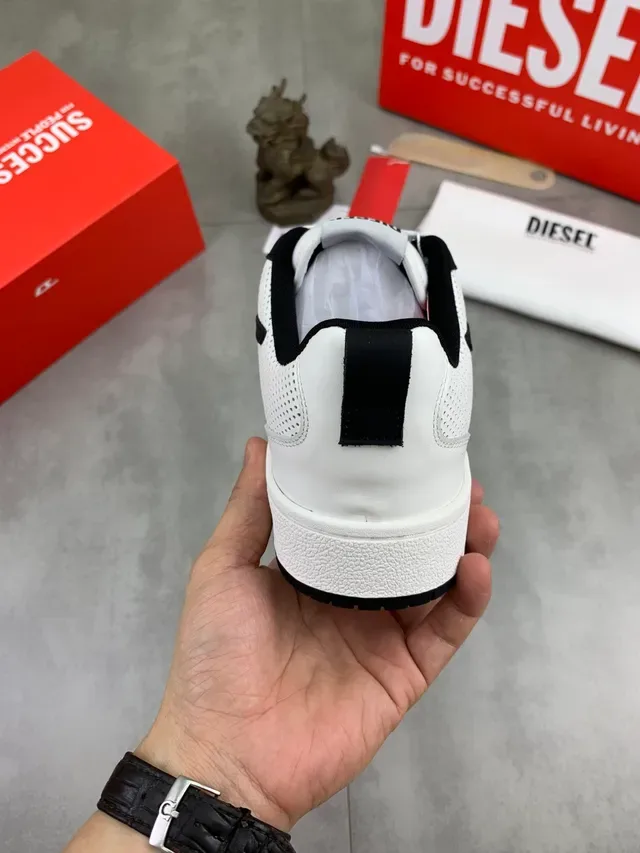 Diesel Lifestyle Sneaker White and Black Perforated Mesh Sneaker 3