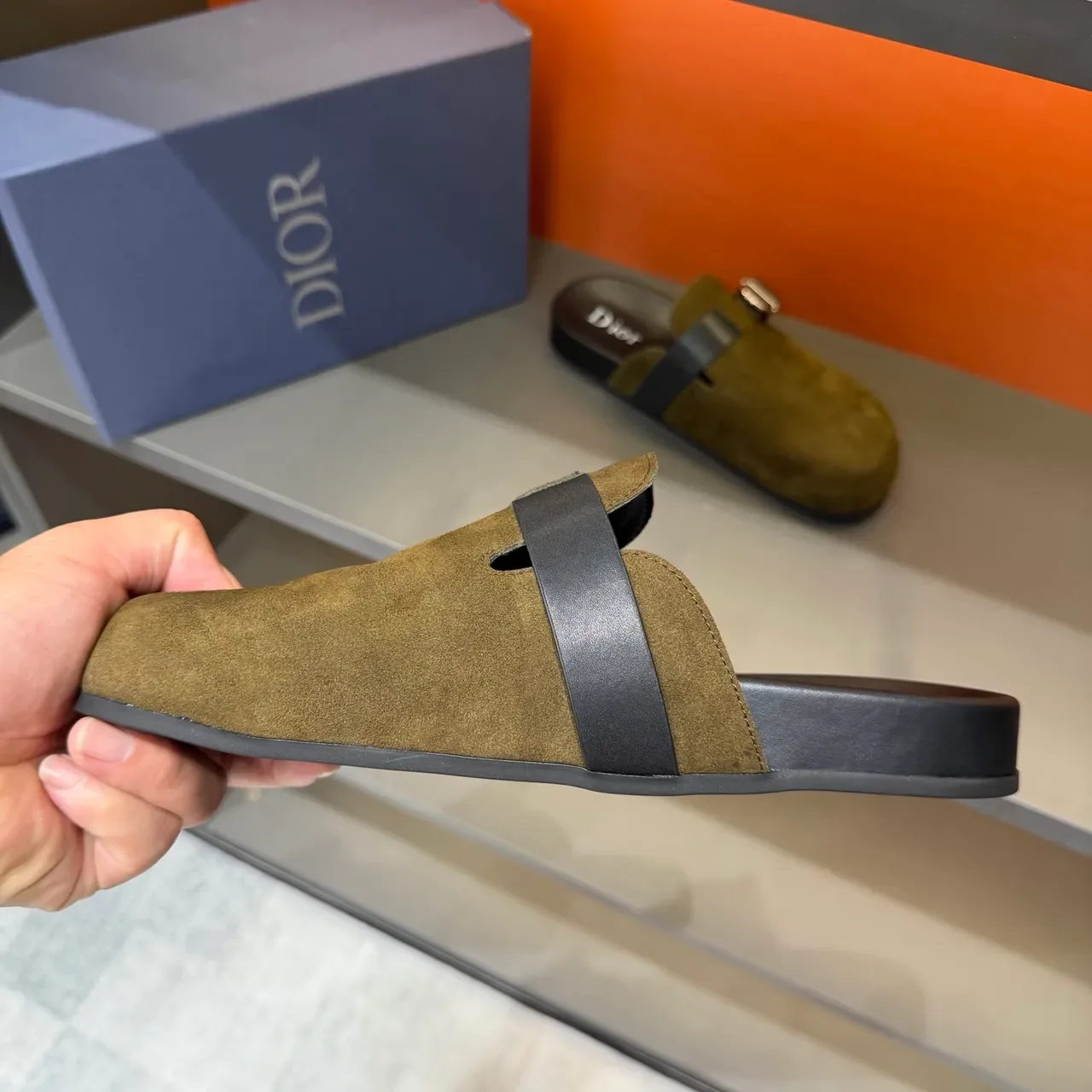 Dior Army Green Black Olive Suede Leather Strap Casual Shoes 2