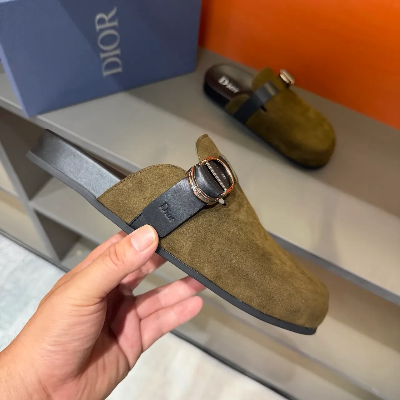 Dior Army Green Black Olive Suede Leather Strap Casual Shoes 3