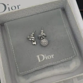 Dior Asymmetrical Pavé Crystal and Heart Charm Earrings