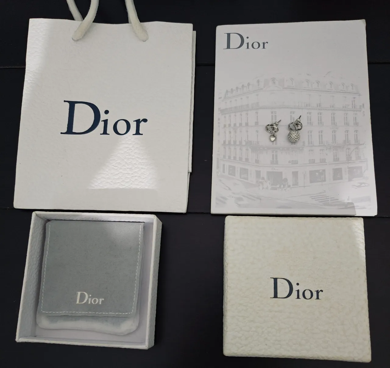 Dior Asymmetrical Pavé Crystal and Heart Charm Earrings 3