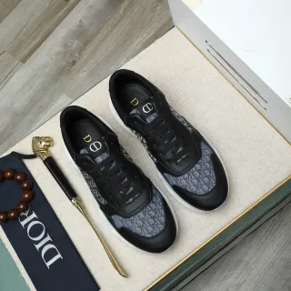 Dior B23 Black and Navy Monogram Mesh Lifestyle Sneakers