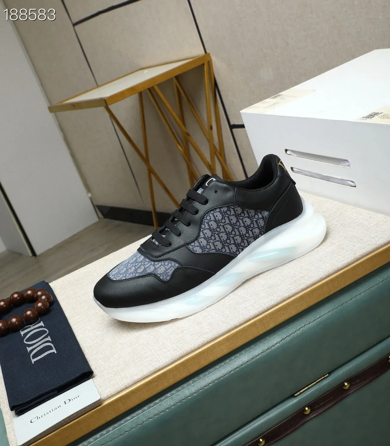 Dior B23 Black and Navy Monogram Mesh Lifestyle Sneakers 4