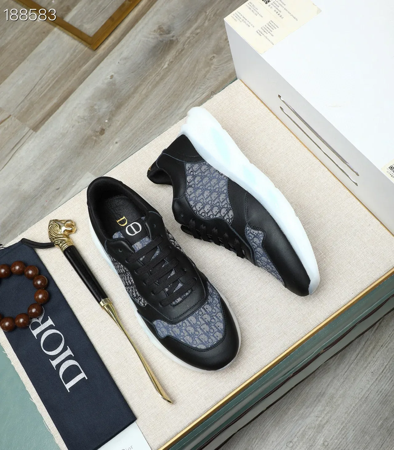 Dior B23 Black and Navy Monogram Mesh Lifestyle Sneakers 7