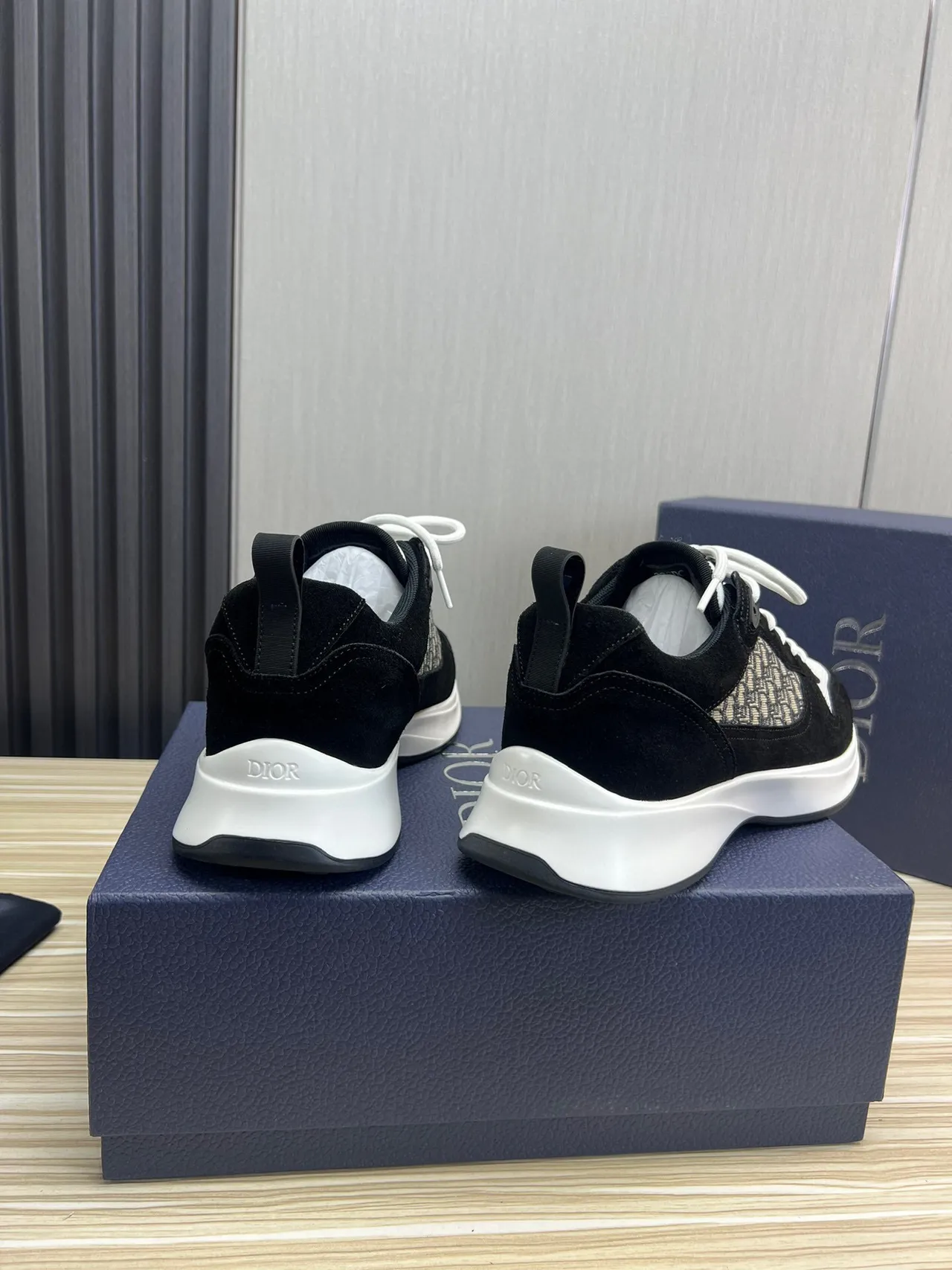 Dior B23 Black and White Monogram Chunky Sneakers 2