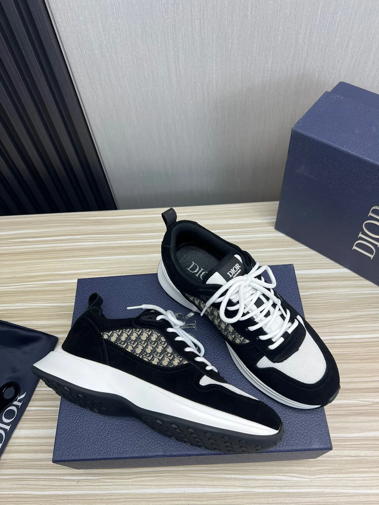 Dior B23 Black and White Monogram Chunky Sneakers 3