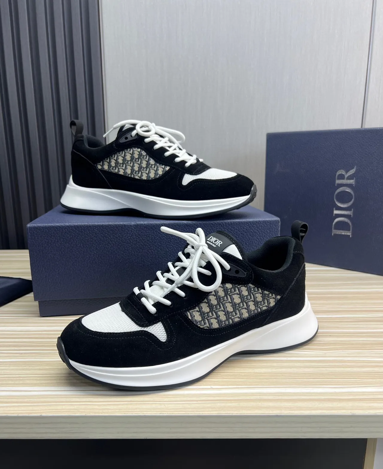 Dior B23 Black and White Monogram Chunky Sneakers 7