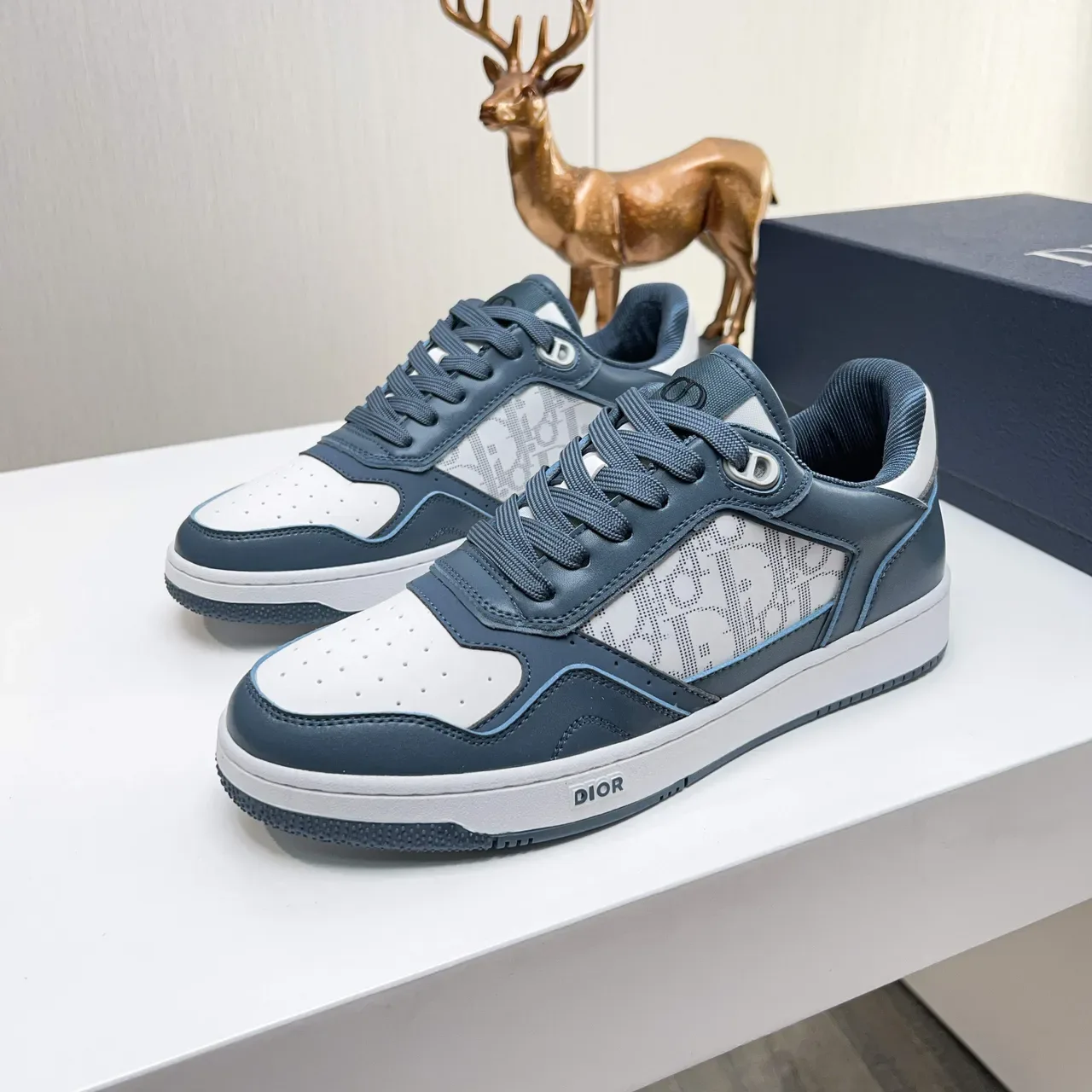 Dior B23 Blue and White Monogram Lifestyle Sneakers 5