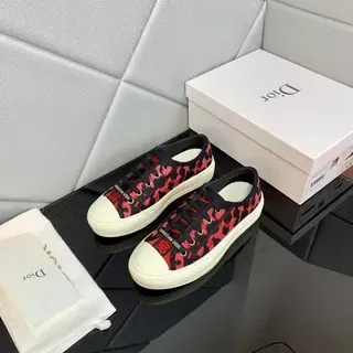 Dior B23 Leopard-Print Black and Red Lifestyle Sneakers