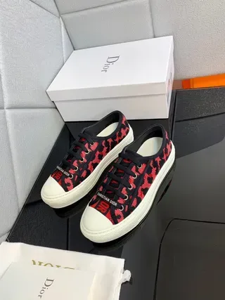 Dior B23 Leopard-Print Black and Red Lifestyle Sneakers 4