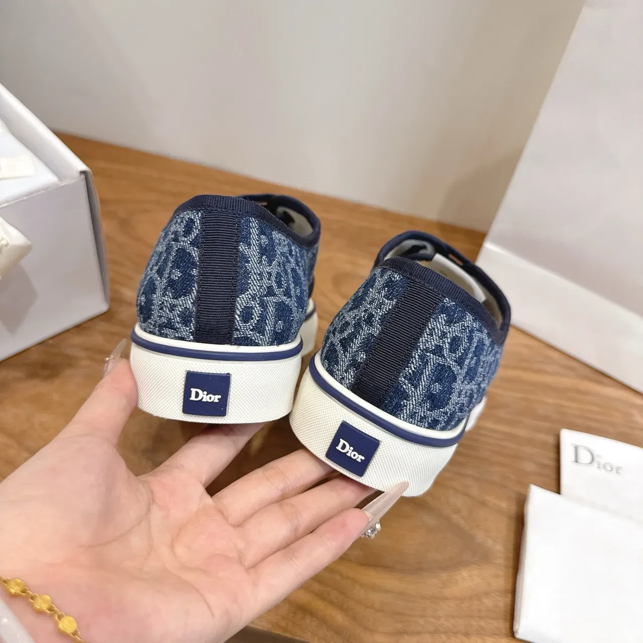 Dior B23 Monogram Canvas Navy White Lifestyle Sneakers 3