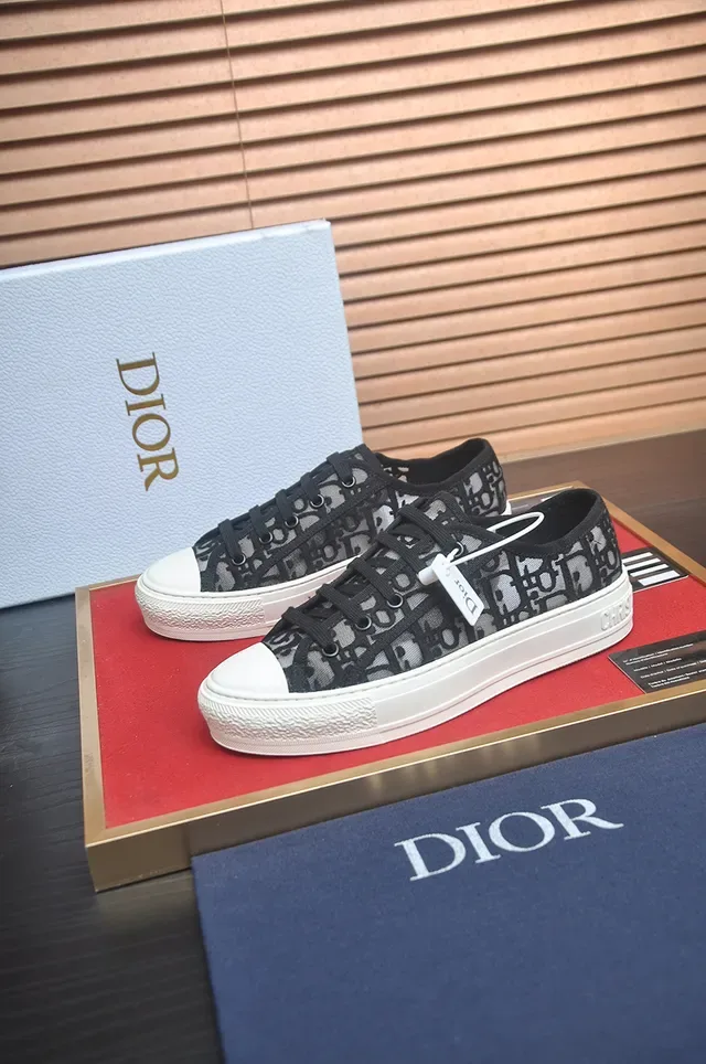 Dior B23 Monogram Mesh 白色平台生活款运动鞋 4