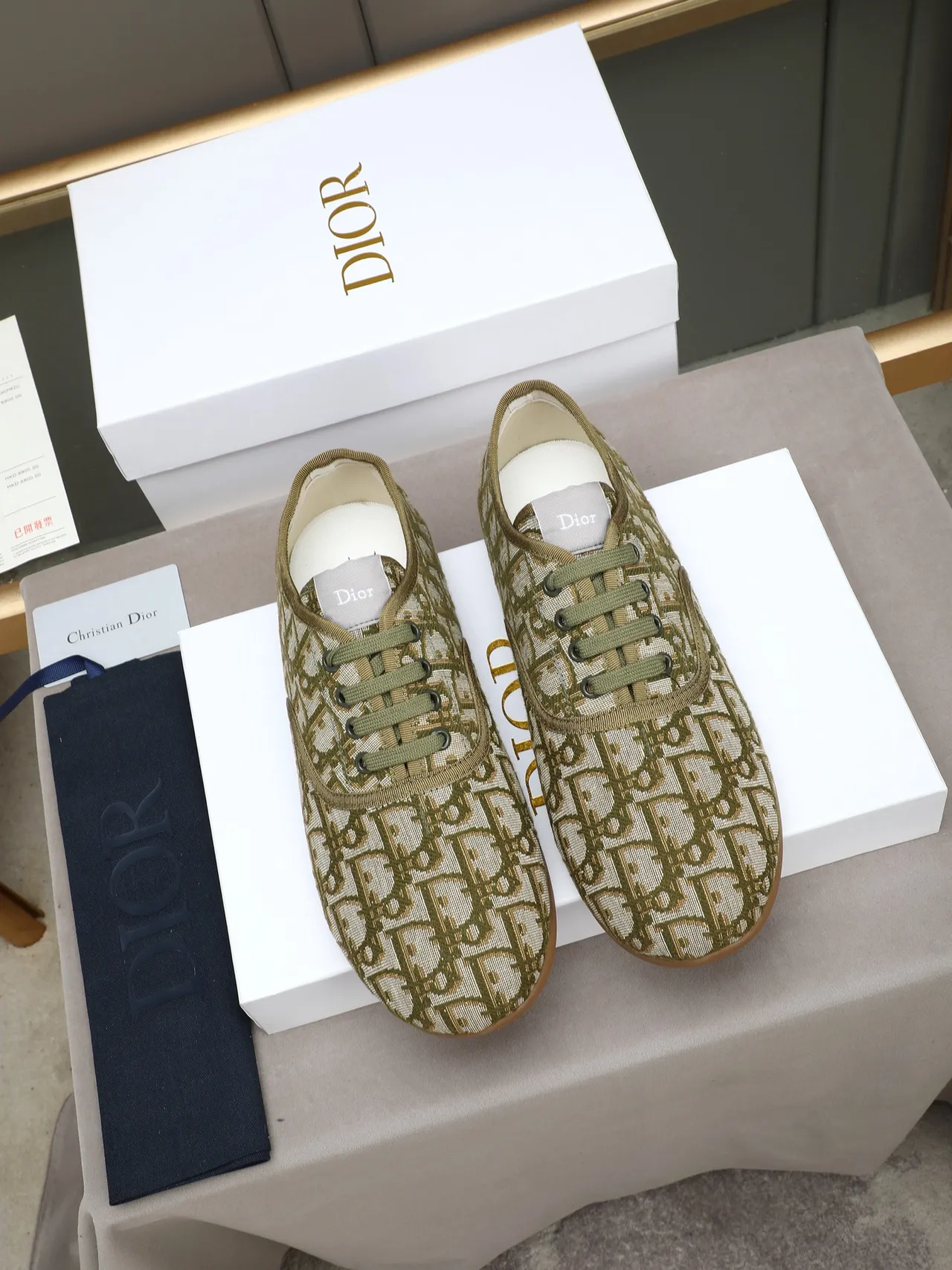 Dior B23 Olive Monogram Jacquard Lifestyle Sneakers 2