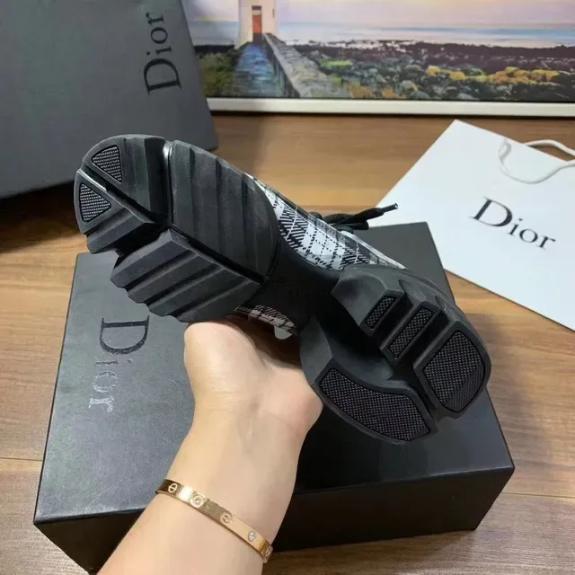 Dior B23 Plaid Black and White Lifestyle Sneakers 4
