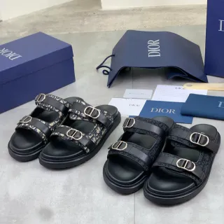 Dior B27 Black Beige Double-Strap Platform Sole Casual Sandals