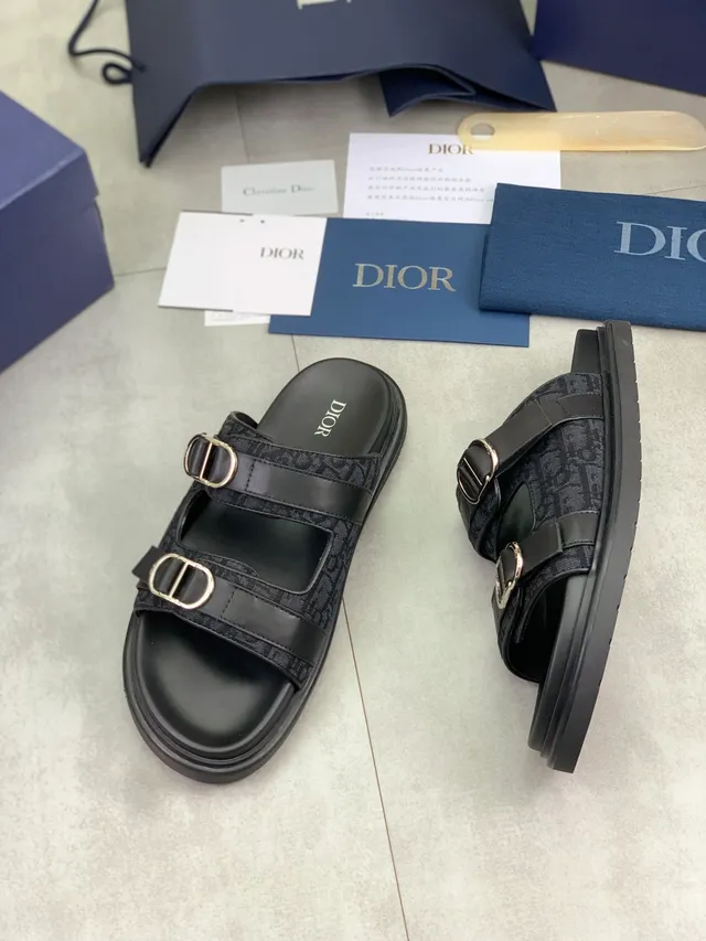 Dior B27 Black Beige Double-Strap Platform Sole Casual Sandals 2