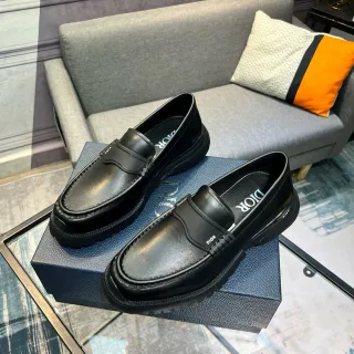 Dior B27 Black Leather Strap Loafers