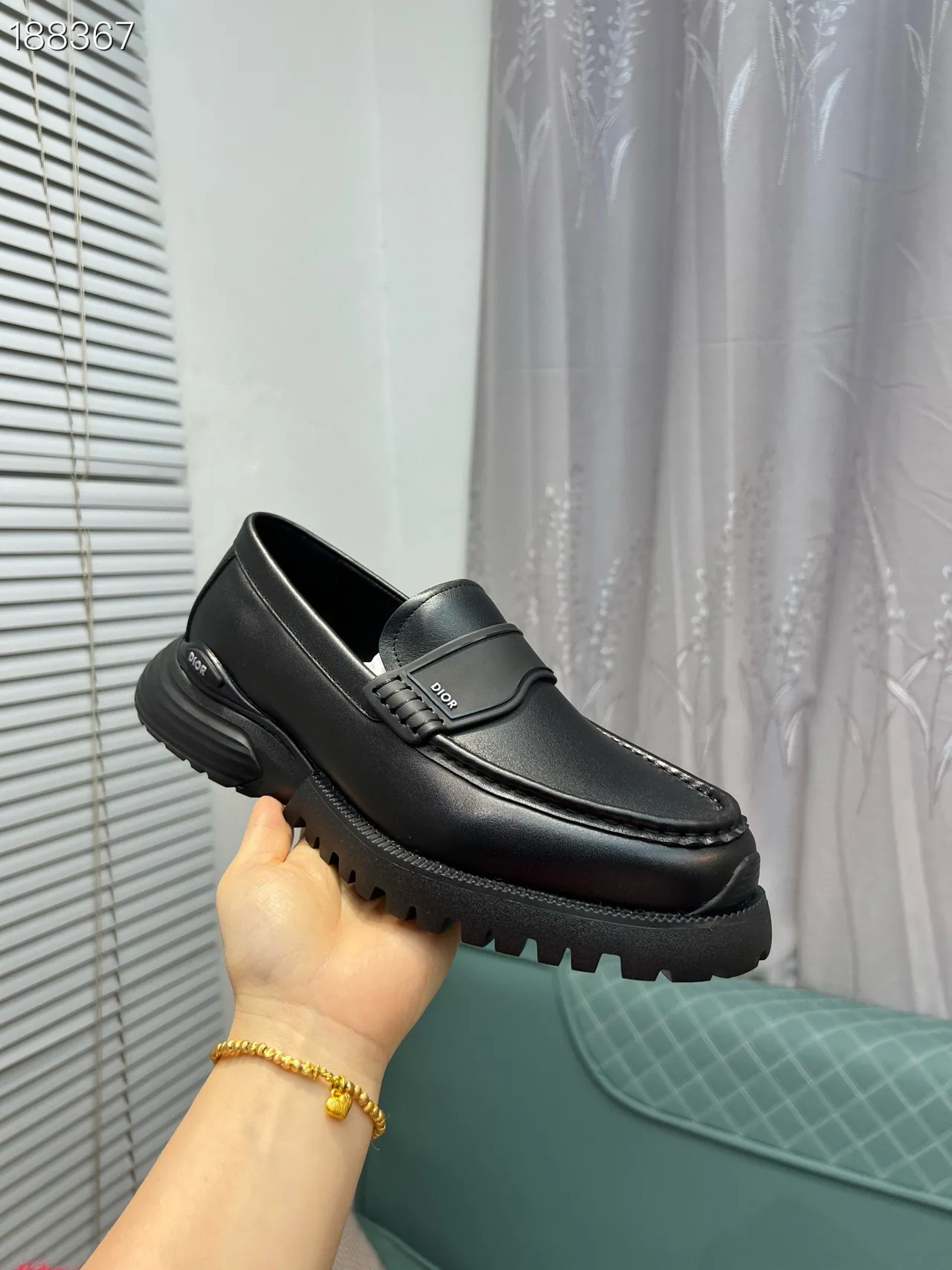 Dior B27 Black Leather Strap Loafers 7