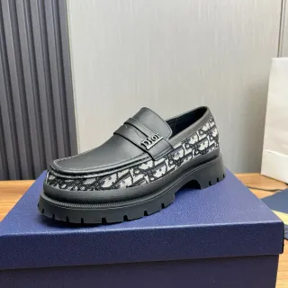 Dior B27 काला मल्टीकलर Slip-On लोगो-प्लेक लोअफर