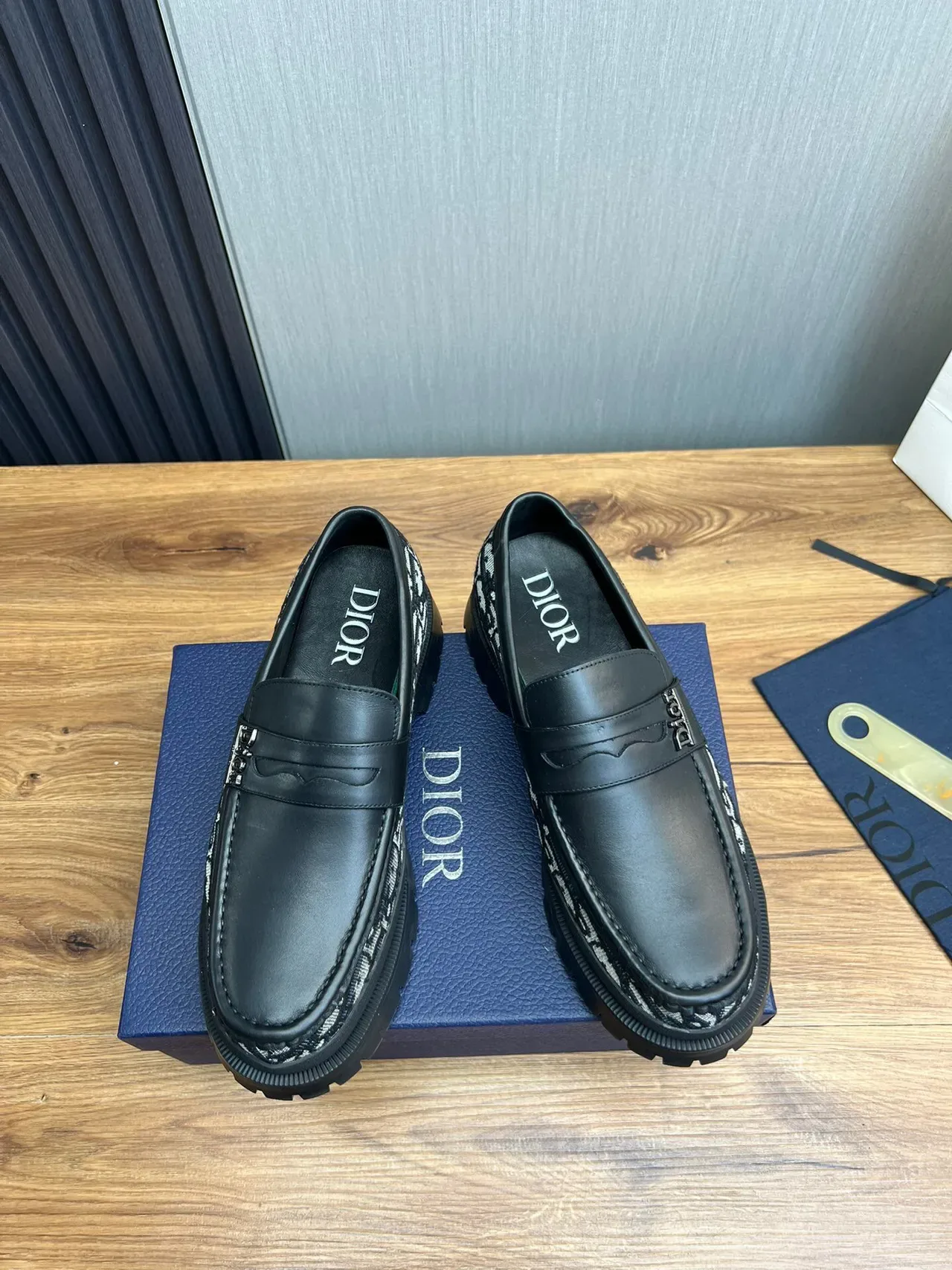 Dior B27 Black Multicolor Slip-On Logo-Plaque Loafer 2