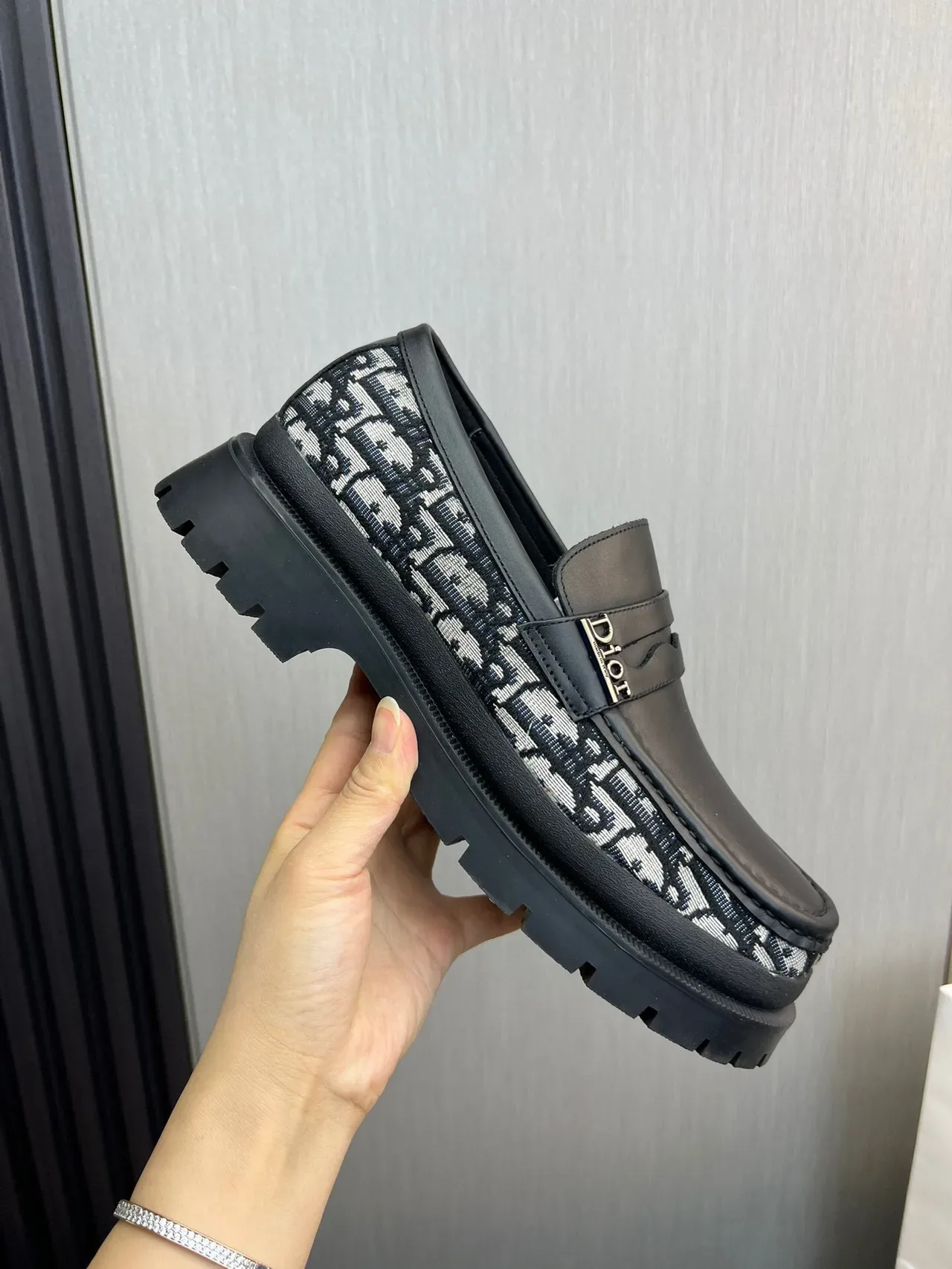 Dior B27 Black Multicolor Slip-On Logo-Plaque Loafer 7