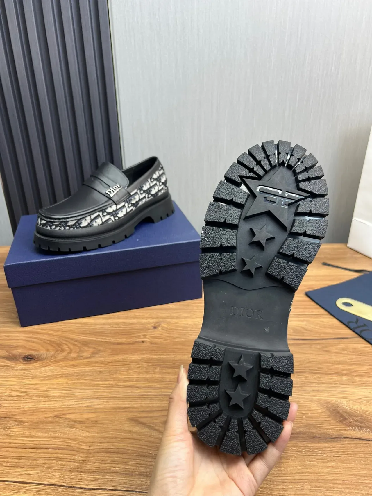 Dior B27 Black Multicolor Slip-On Logo-Plaque Loafer 9