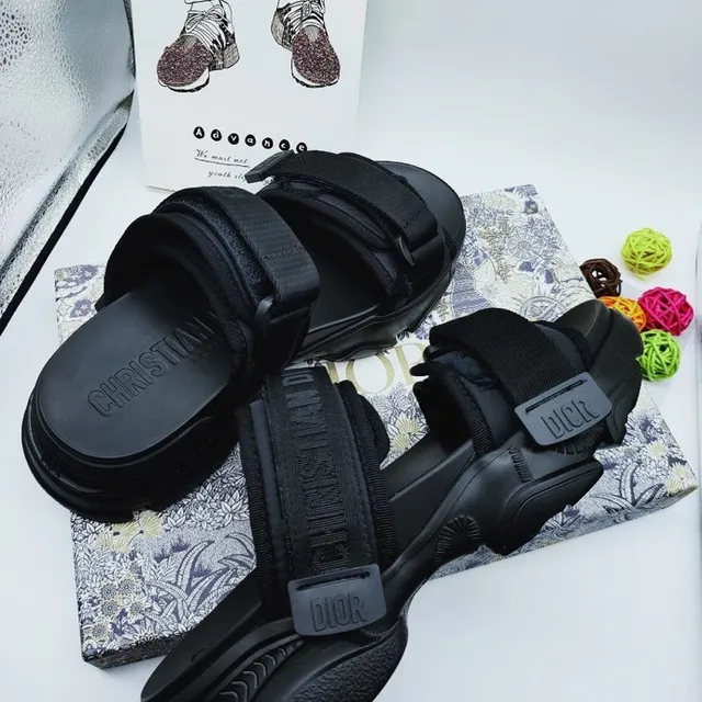 Dior B27 Black Platform Double-Strap Casual Sandals 3