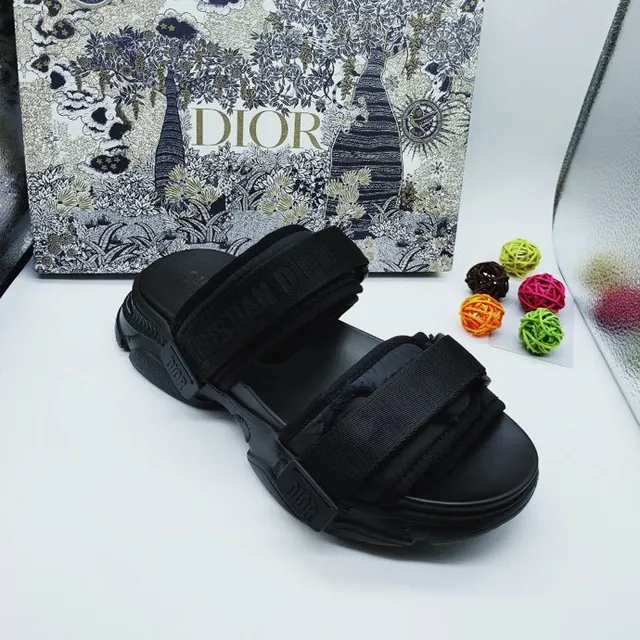 Dior B27 Black Platform Double-Strap Casual Sandals 7