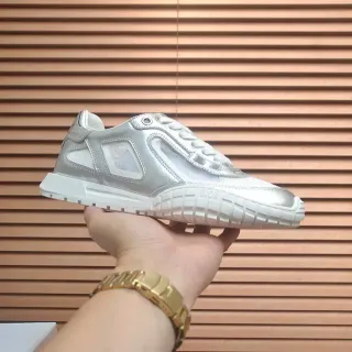 Dior B27 Metallic Silver and White Lifestyle Sneakers