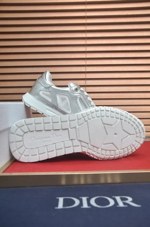 Dior B27 Metallic Silver and White Lifestyle Sneakers 3