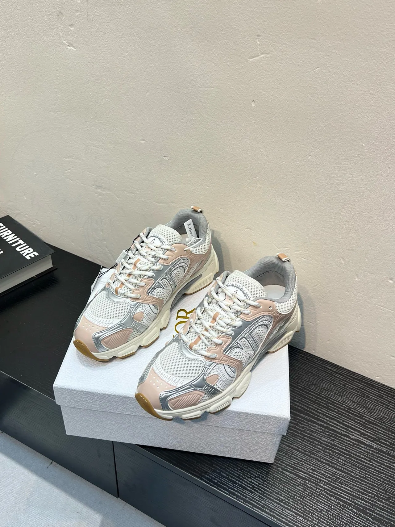 Dior B27 Oblique Print Pink Silver Chunky Sneakers 3