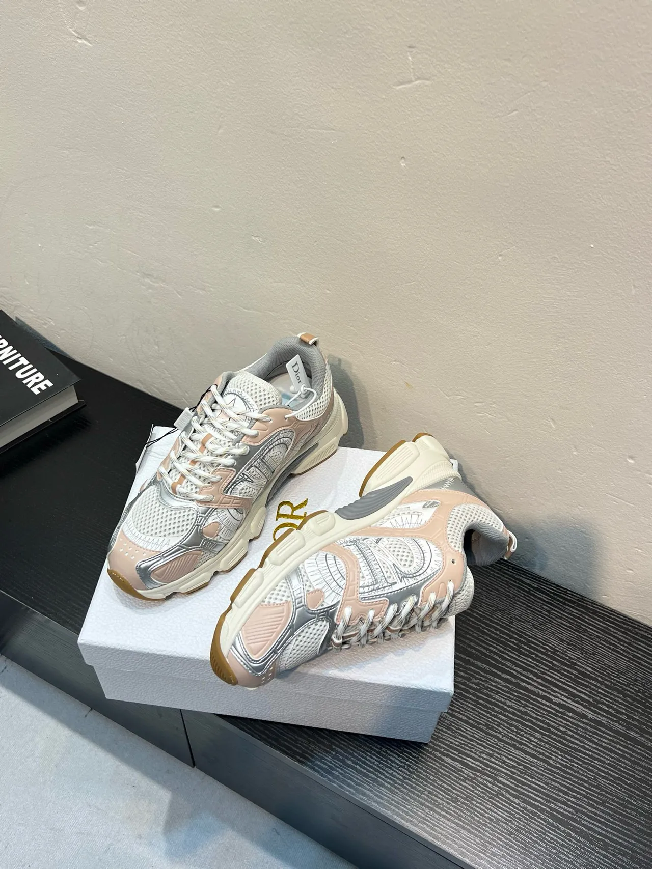 Dior B27 Oblique Print Pink Silver Chunky Sneakers 4