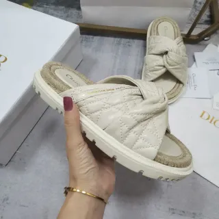 Dior B27 Quilted Knotted Strap Off-White Slippers