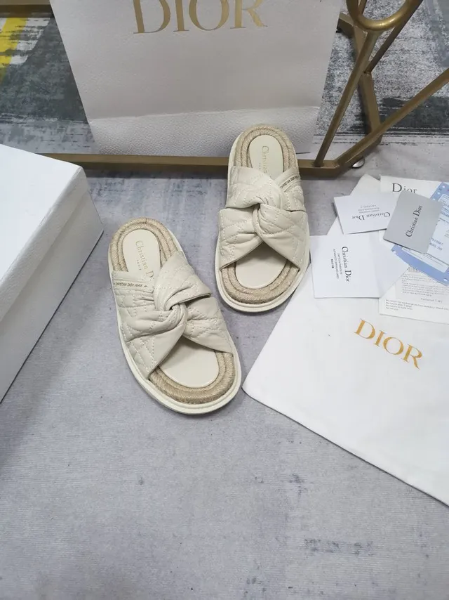 Dior B27 Quilted Knotted Strap Off-White Slippers 3