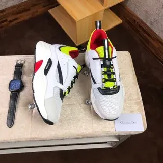 Dior B27 White Yellow Sole Mesh Upper Chunky Sneakers