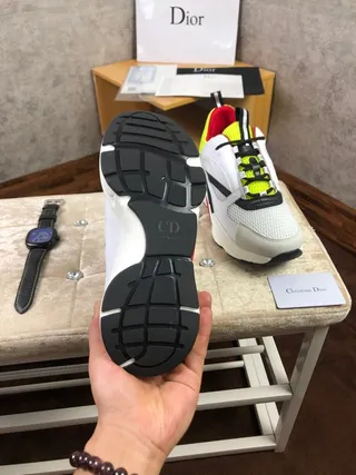 Dior B27 White Yellow Sole Mesh Upper Chunky Sneakers 2