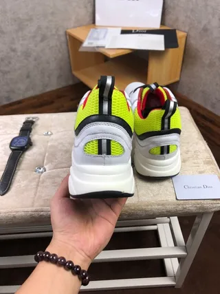 Dior B27 White Yellow Sole Mesh Upper Chunky Sneakers 3