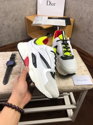 Dior B27 White Yellow Sole Mesh Upper Chunky Sneakers 5