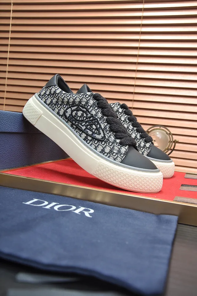 Dior Black Beige Monogram Canvas Upper Embroidered CD Logo Lifestyle Sneakers 4