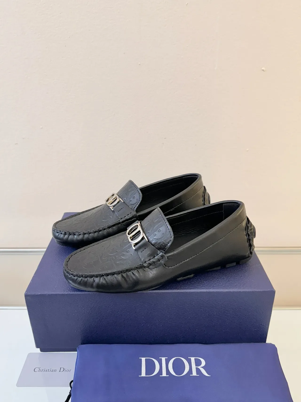 Dior Black Brown Monogrammed Leather Horsebit Buckle Loafer 2