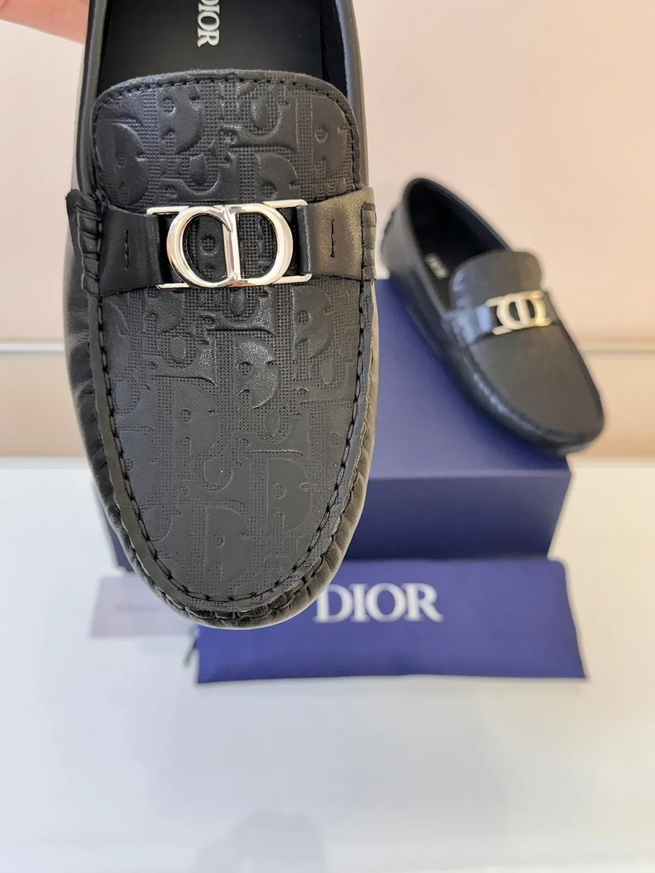 Dior Black Brown Monogrammed Leather Horsebit Buckle Loafer 3