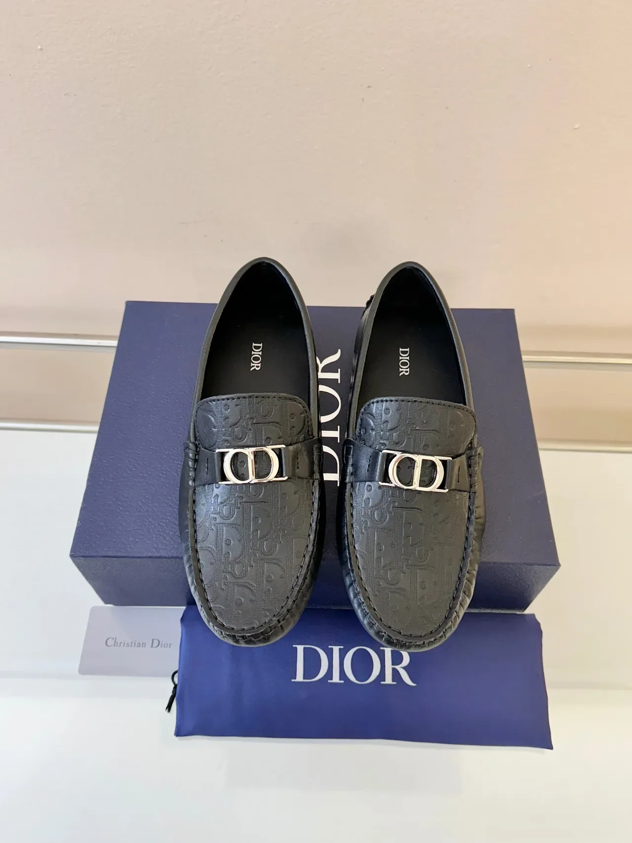 Dior Black Brown Monogrammed Leather Horsebit Buckle Loafer 6