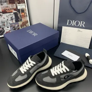 Dior Black Gray Layered Suede And Nylon Upper Transparent Panel Lifestyle Sneakers
