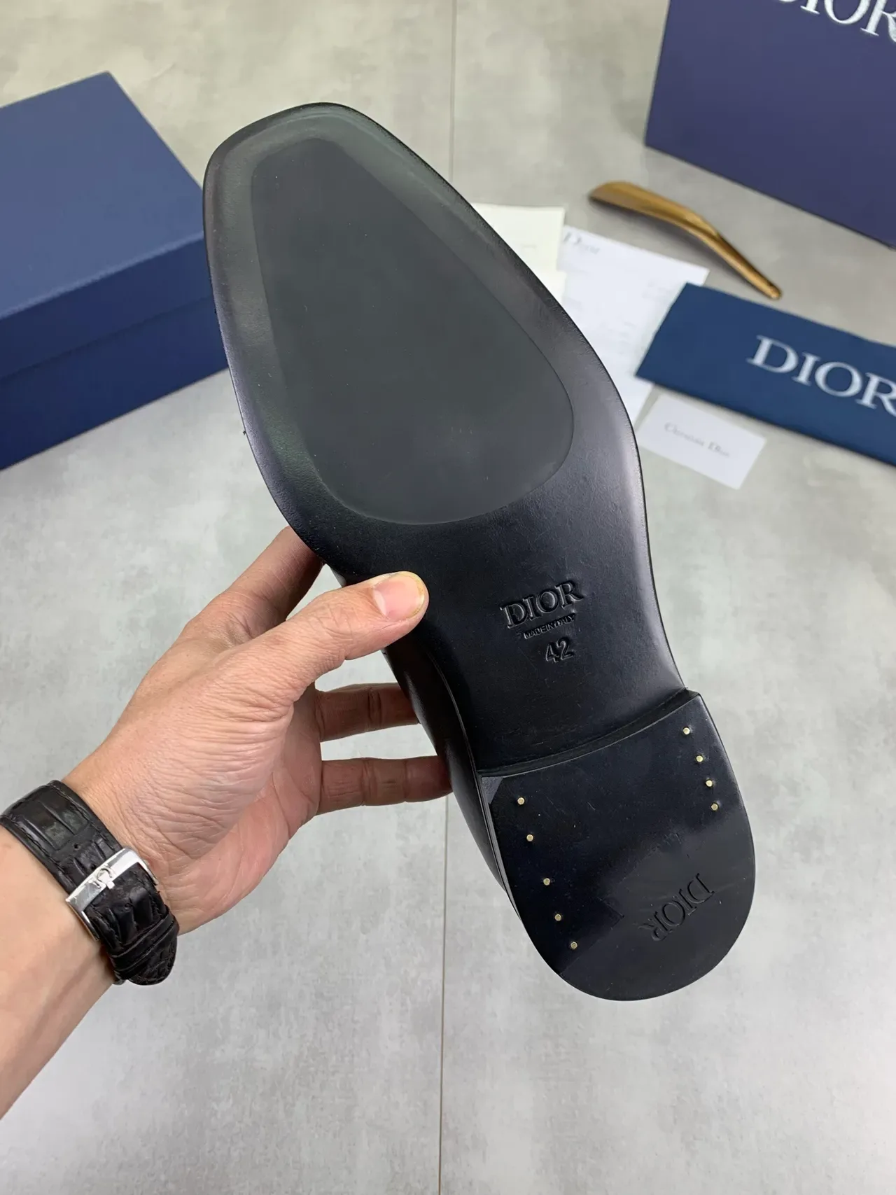 Dior Chaussures Oxford en Cuir Noir Poli à Embout Cap 3