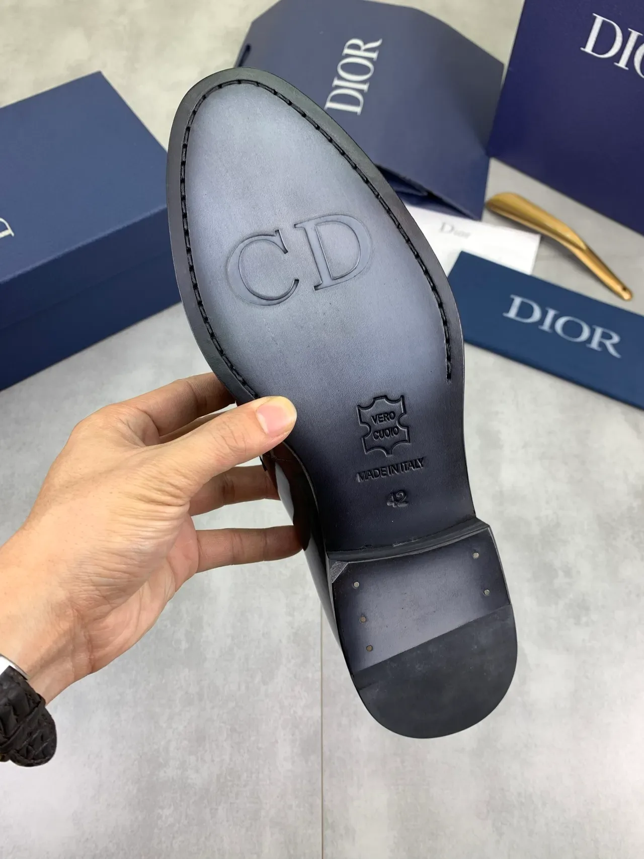 Dior Black Silver Glossy Patent Leather Single Strap Loafer 3