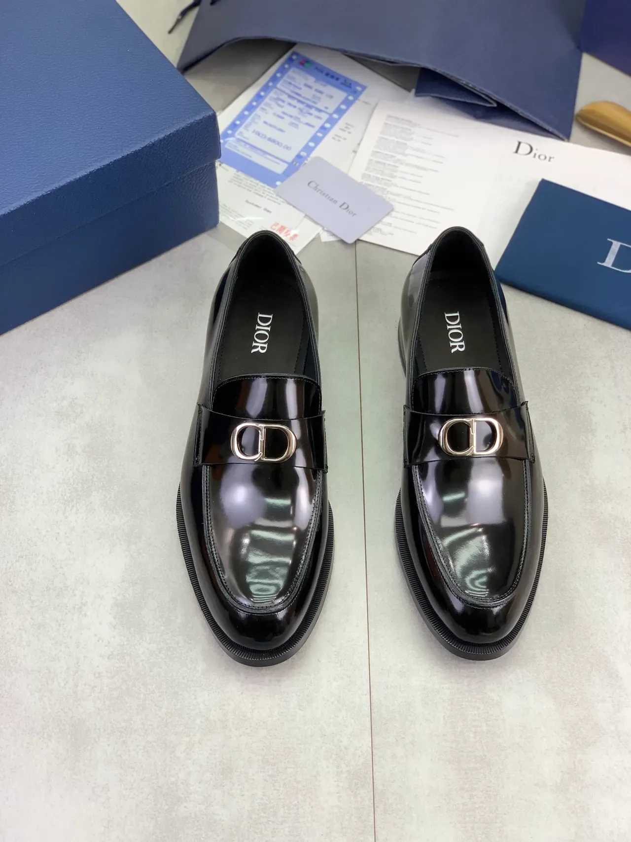 Dior Black Silver Glossy Patent Leather Single Strap Loafer 5