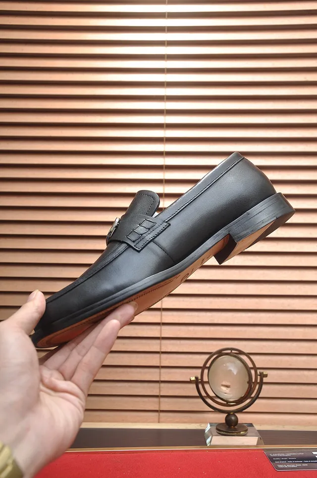 Dior Noir Argent Cuir Lisse Metal D Boucle Détail Mocassin 6